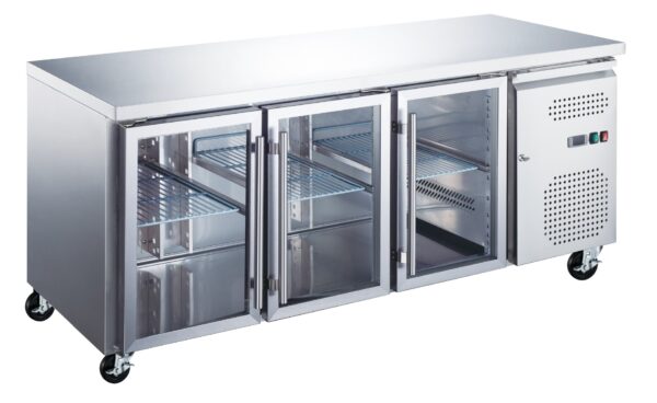 Réfrigérateur de comptoir - 180 cm - 3 portes vitrées