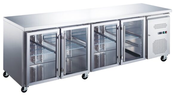 Réfrigérateur de comptoir - 223 cm - 4 portes vitrées