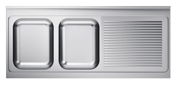 Évier 700 mm 2 bacs gauche
