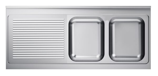 Évier 700 mm 2 bacs droite