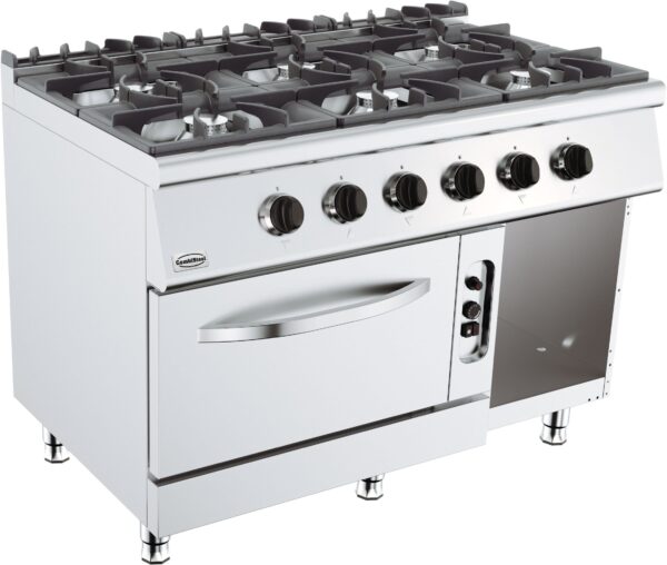 Cuisinière gaz 6 brûleurs four gaz