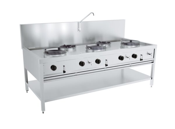 TABLE WOK À GAZ 3X17KW + 2X9KW
