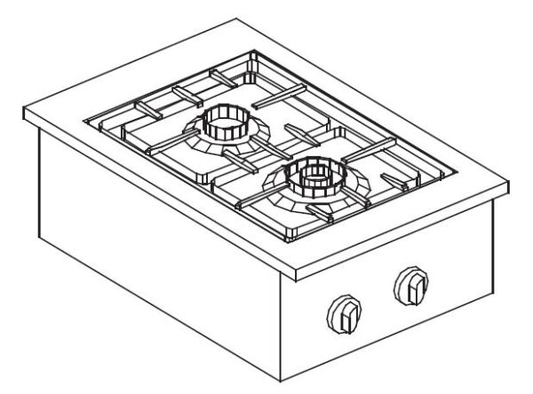 Cuisinière gaz 2 feux 9kW