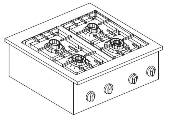 Cuisinière gaz 4 feux 18kW