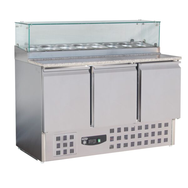 TABLE PRÉP POUR PIZZA AVEC VERRE 3 PORTES