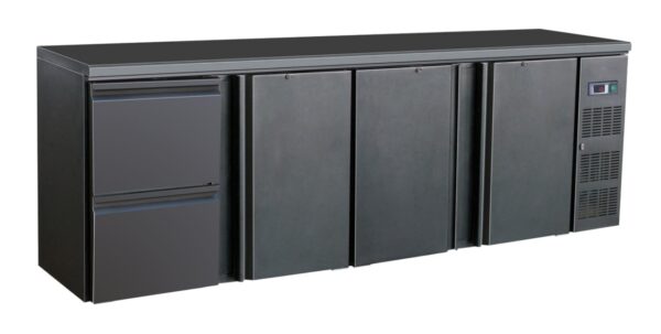 ARRIÈRE BAR RÉFRIGÉRÉE NOIR 3 PORTES ET 2 TIROIRS
*TRANSPORT SUR DEMANDE*