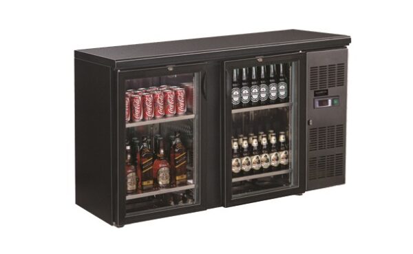 ARRIÈRE BAR RÉFRIGÉRÉE NOIR 2 PORTES EN VERRE