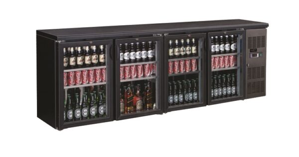 ARRIÈRE BAR RÉFRIGÉRÉE NOIR 4 PORTES EN VERRE
*TRANSPORT DUR DEMANDE*