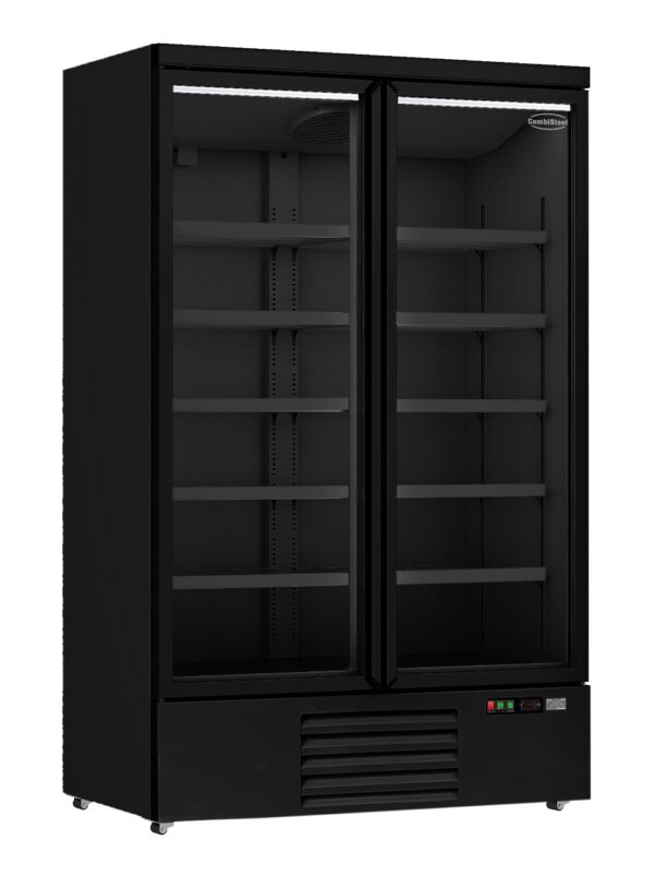Réfrigérateur 2 portes verre noir