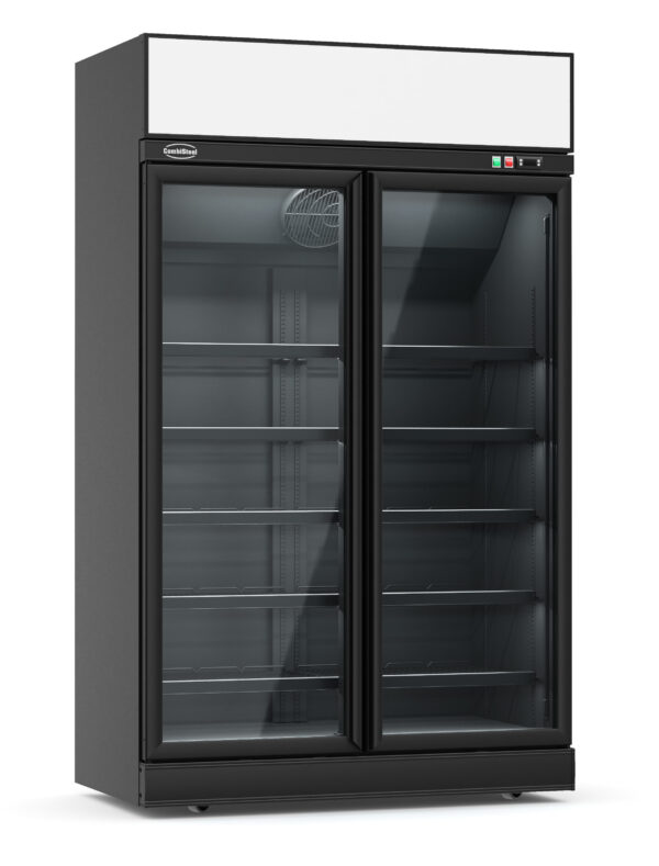 Réfrigérateur 2 portes verre noir