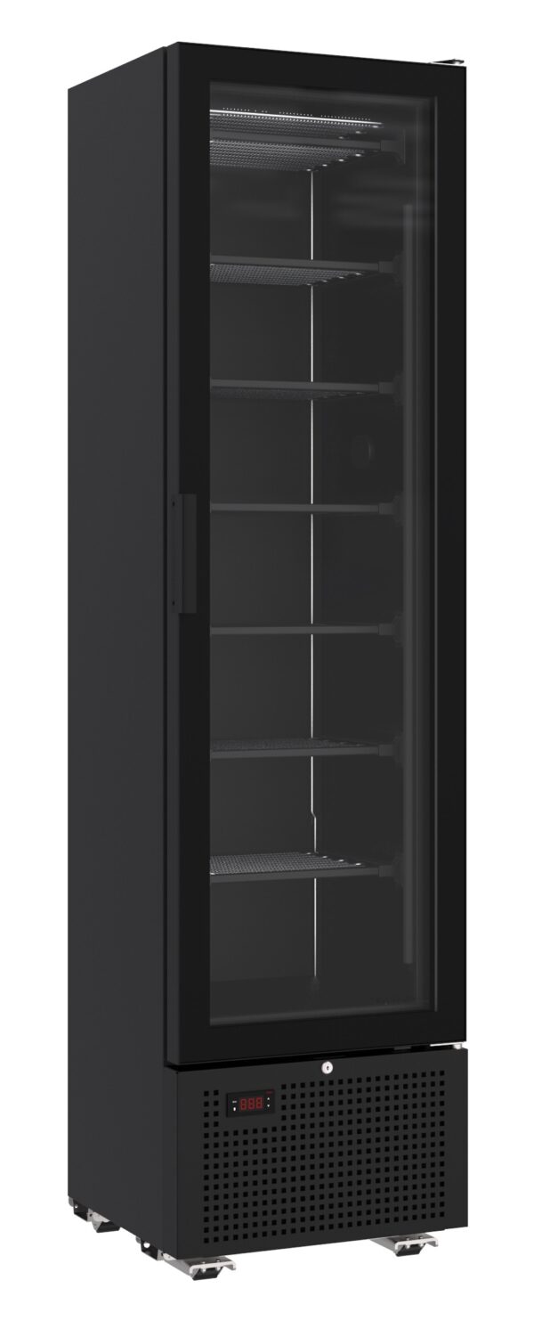 Congélateur noir 2 portes verre