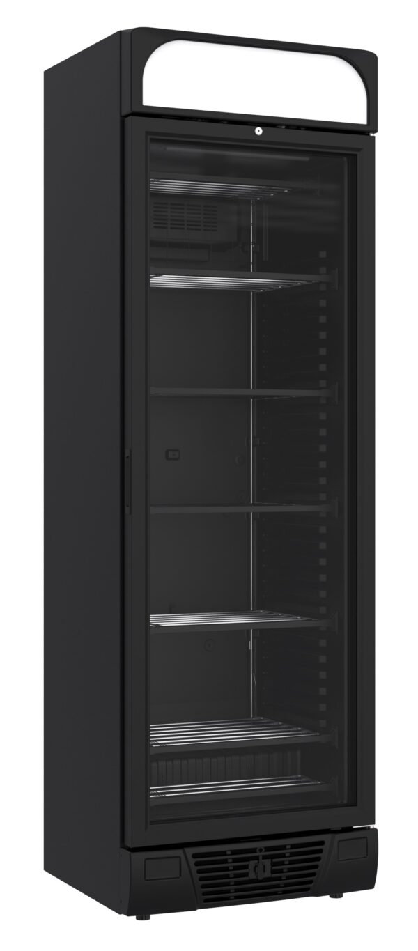 Congélateur noir 1 porte 382L