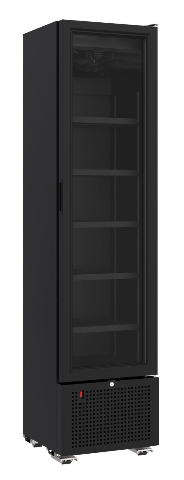 Réfrigérateur 1 porte verre noir 221L