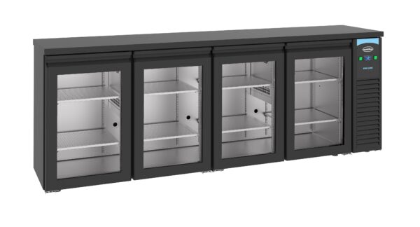 ARRIÈRE BAR RÉFRIGÉRÉE NOIR 4 PORTES EN VERRE
*TRANSPORT SUR DEMANDE*
