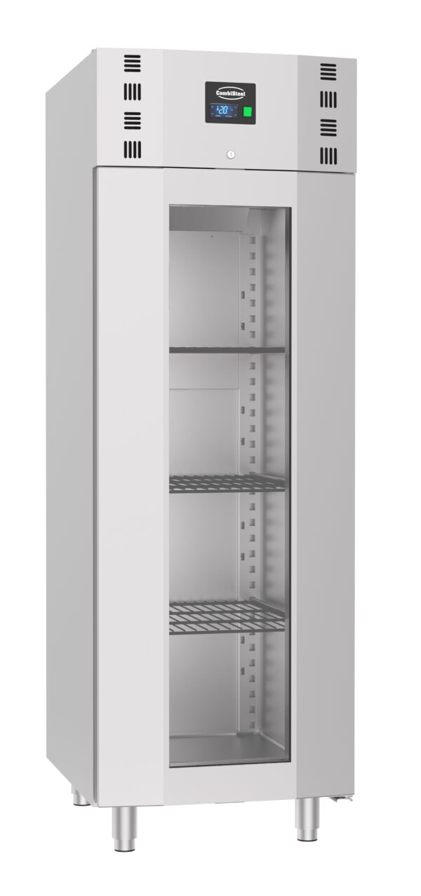 Congélateur inox 700L porte verre