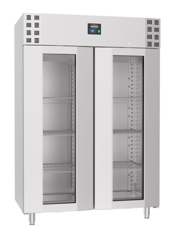 Congélateur inox 1400L porte verre