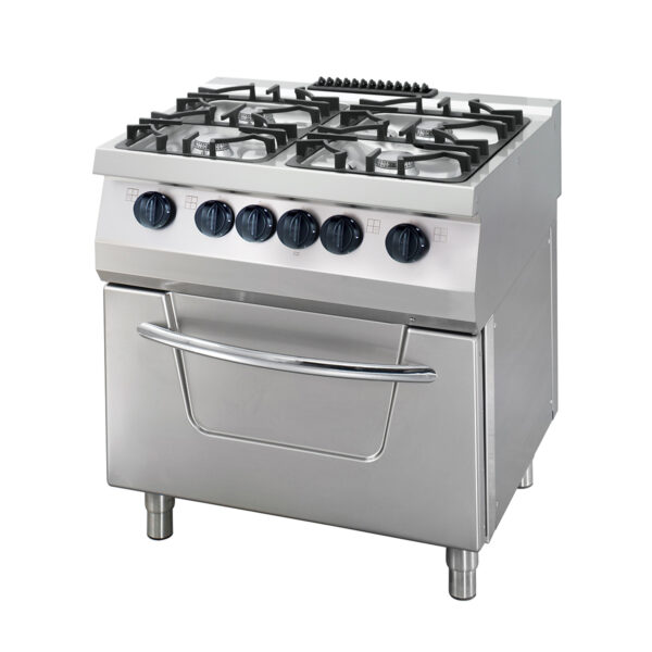 Heavy Duty cuisinière - 4 brûleurs - unité double -profondeur  70 cm - 36kW - gaz incl four électrique