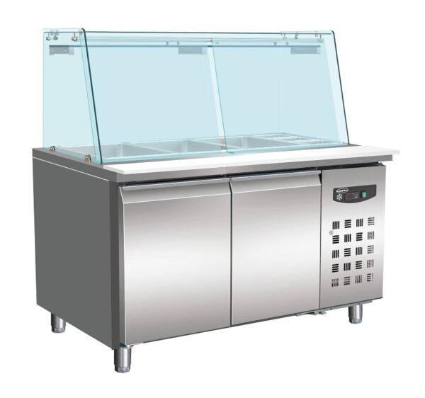 TABLE RÉFRIGÉRÉE PÂTISSERIE AVEC VERRE 2 PORTES
4x 1/1 GN RÉCIPIENT