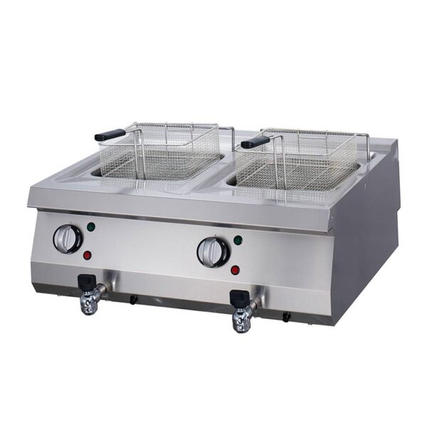 Heavy Duty friteuse - 2 x 12 L - unité double - profondeur 70 cm - avec robinet de vidange - électrique