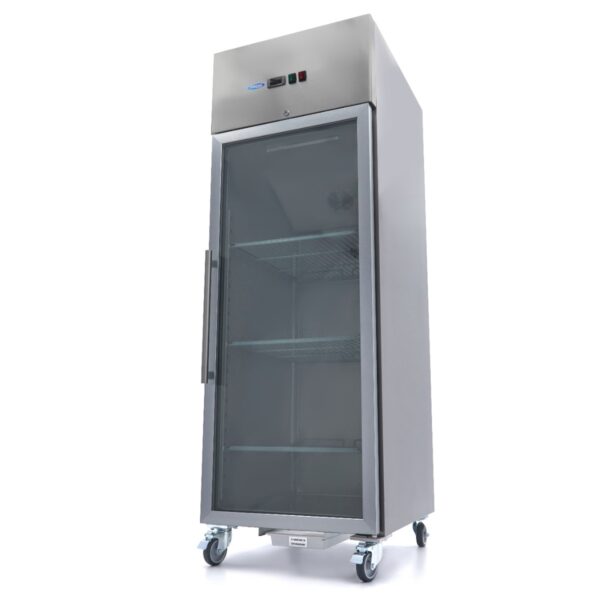 Réfrigérateur - 700 L - 3 étagères réglables (2/1 GN) - acier inoxydable - avec porte en verre