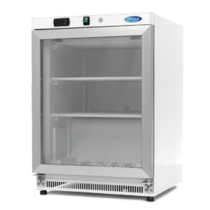 Congélateur 200L blanc porte verre