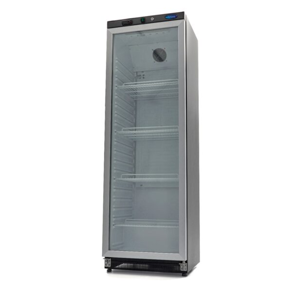 Réfrigérateur - 400 L - noir - avec porte en verre