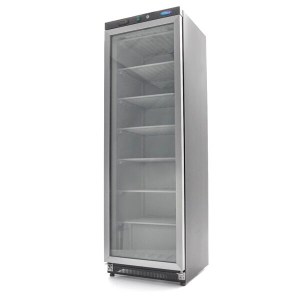 Congélateur noir 400L porte verre