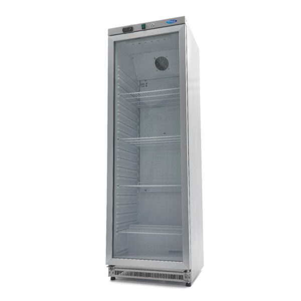 Réfrigérateur - 400 L - acier inoxydable - avec porte en verre