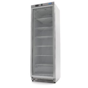 Congélateur 400L inox porte verre