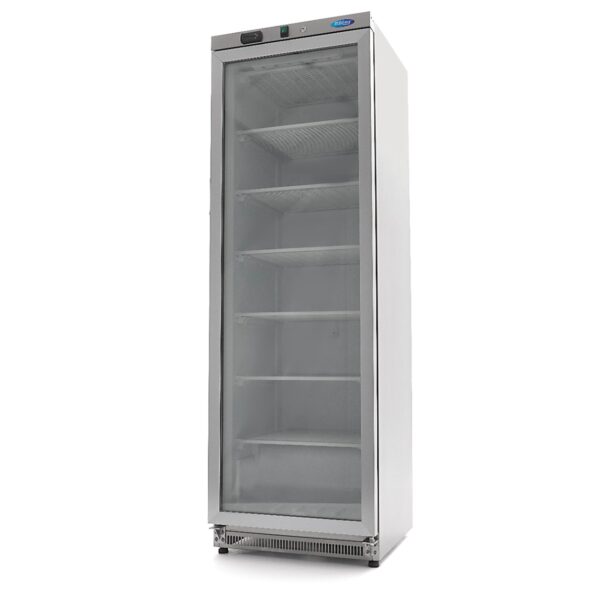 Congélateur 400L inox porte verre