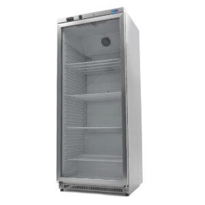 Réfrigérateur inox 600L porte verre