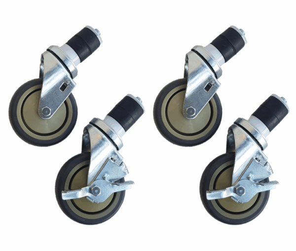 WT SQ Wheels set of 4 - 2 with brakes - 4 Inch / 10.2 cm