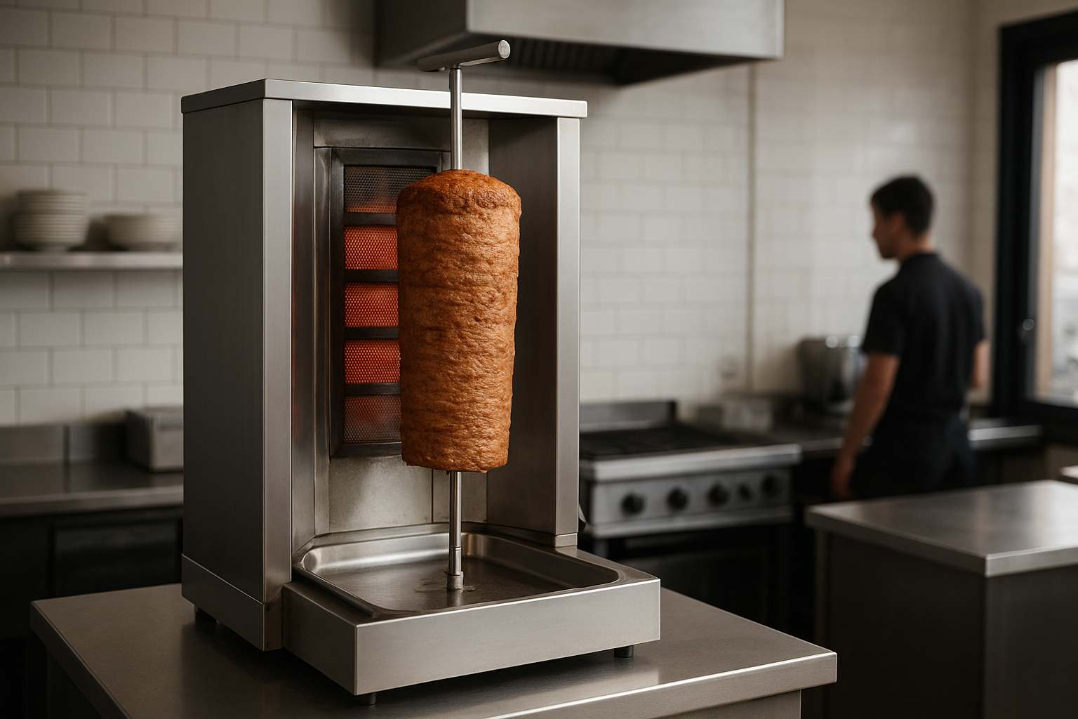 photo machine kebab inox dans snack moderne pour leasing machine à kebab