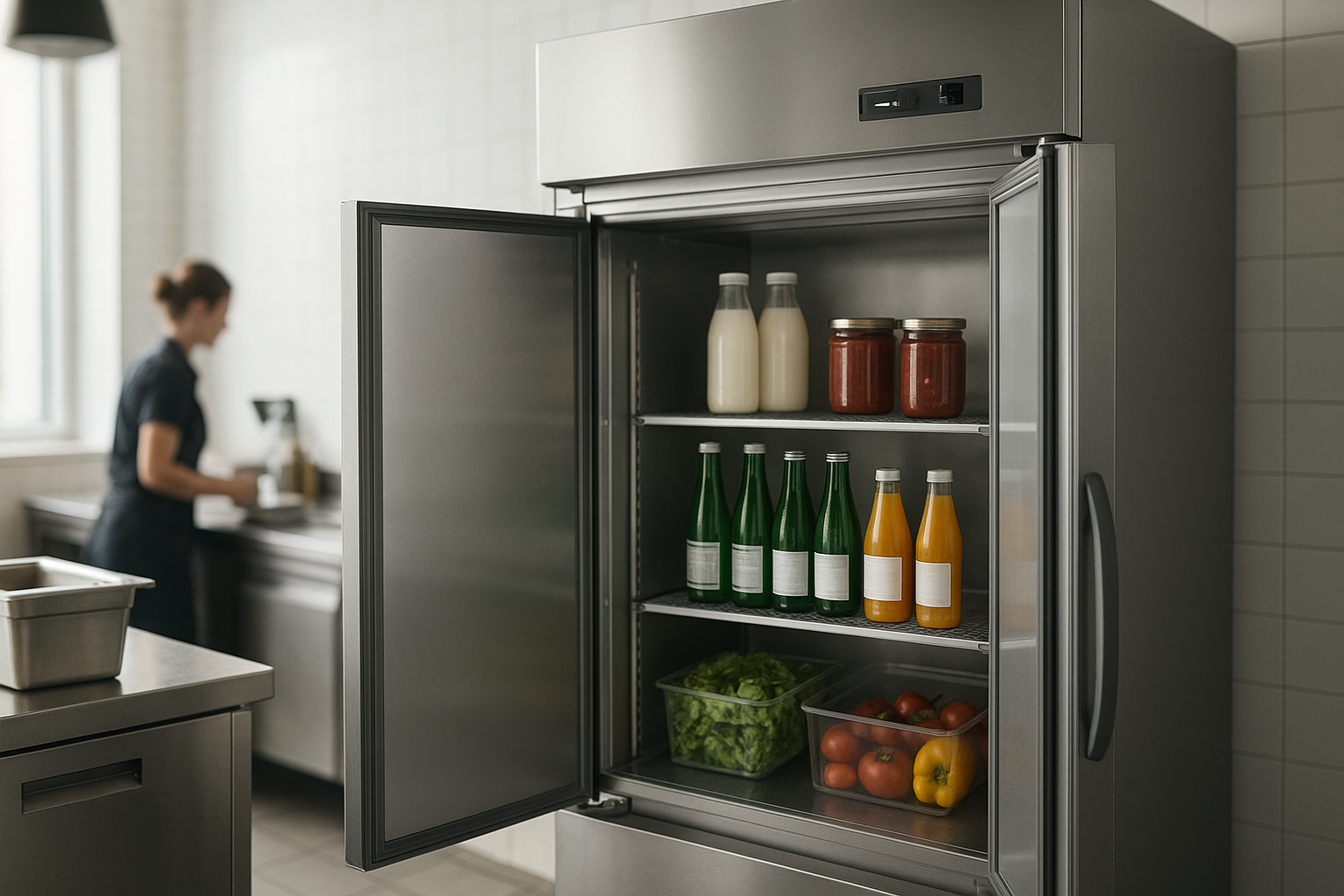 armoire réfrigérée ouverte avec mise en avant du concept armoire positive location