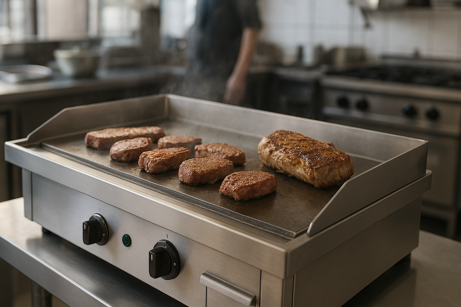 plancha inox viande pour plancha location en environnement professionnel