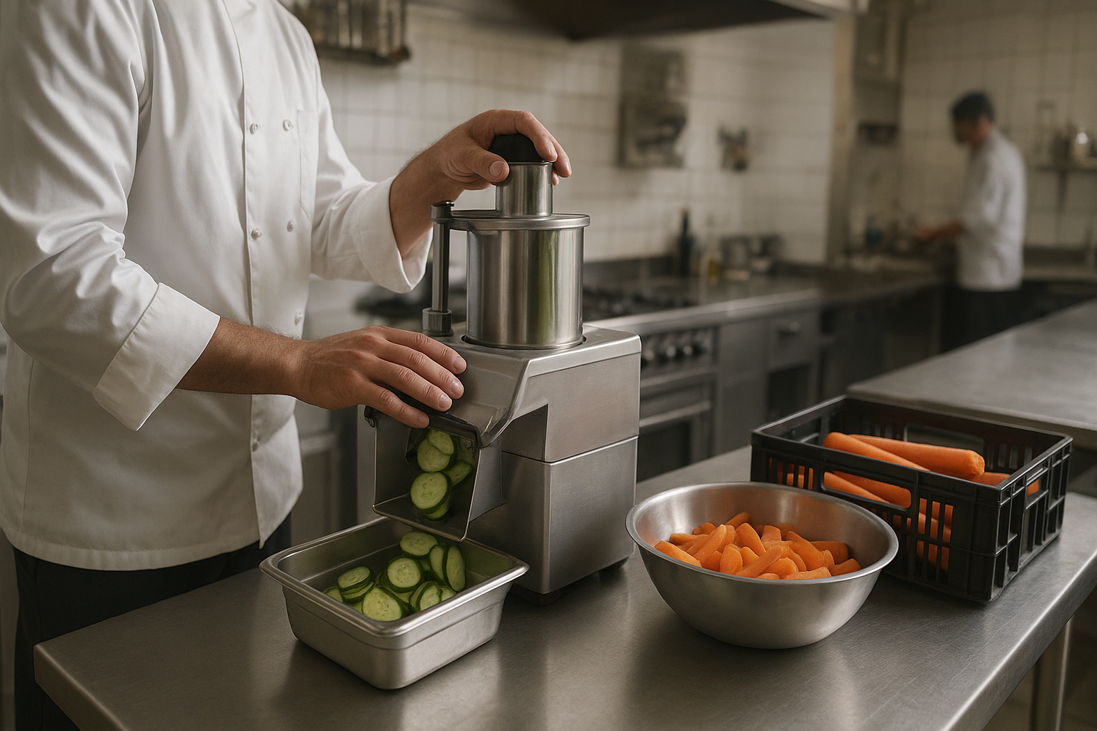 coupe legumes leasing utilisé dans une cuisine professionnelle