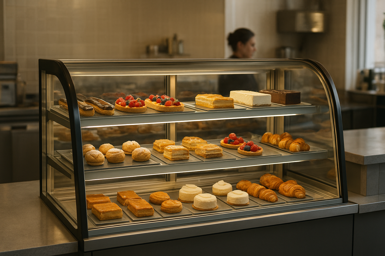 vitrine refrigeree patisserie leasing éclairée en présentation pâtisserie