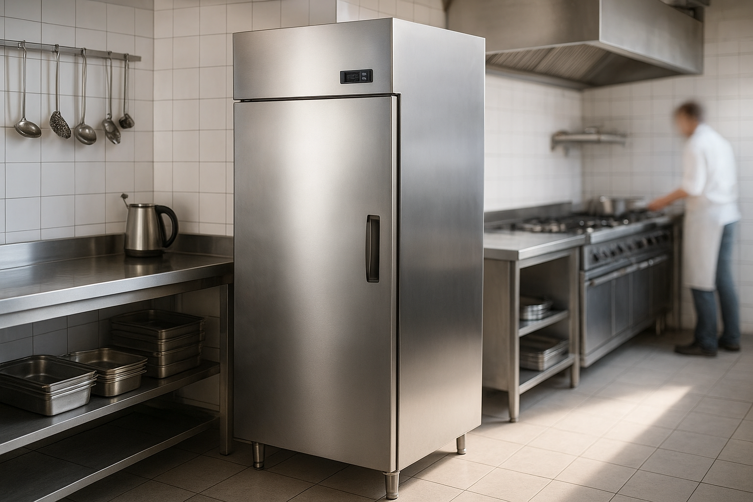 congelateur professionnel location en inox dans une cuisine professionnelle