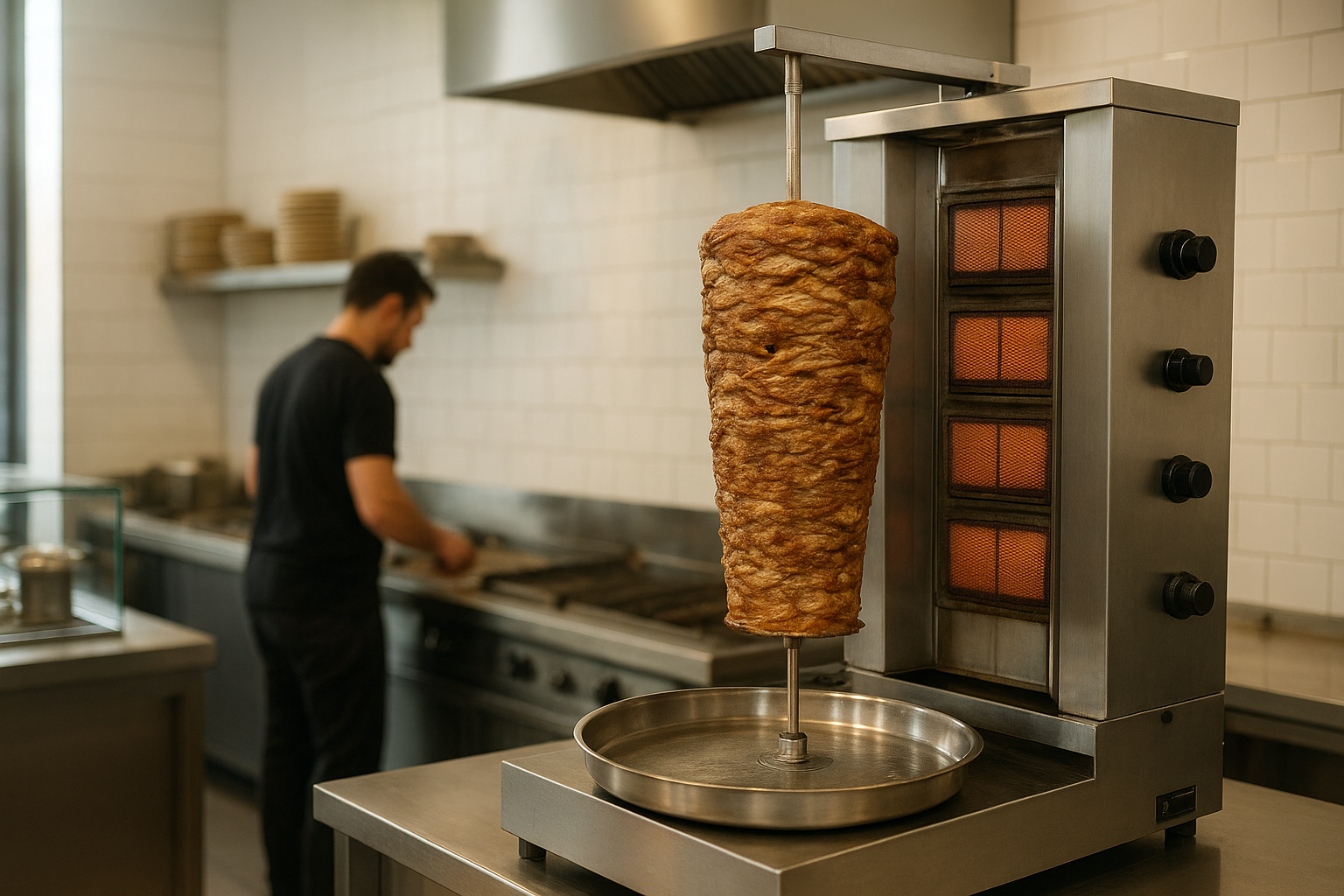 photo machine kebab inox dans snack moderne pour location machine kebab