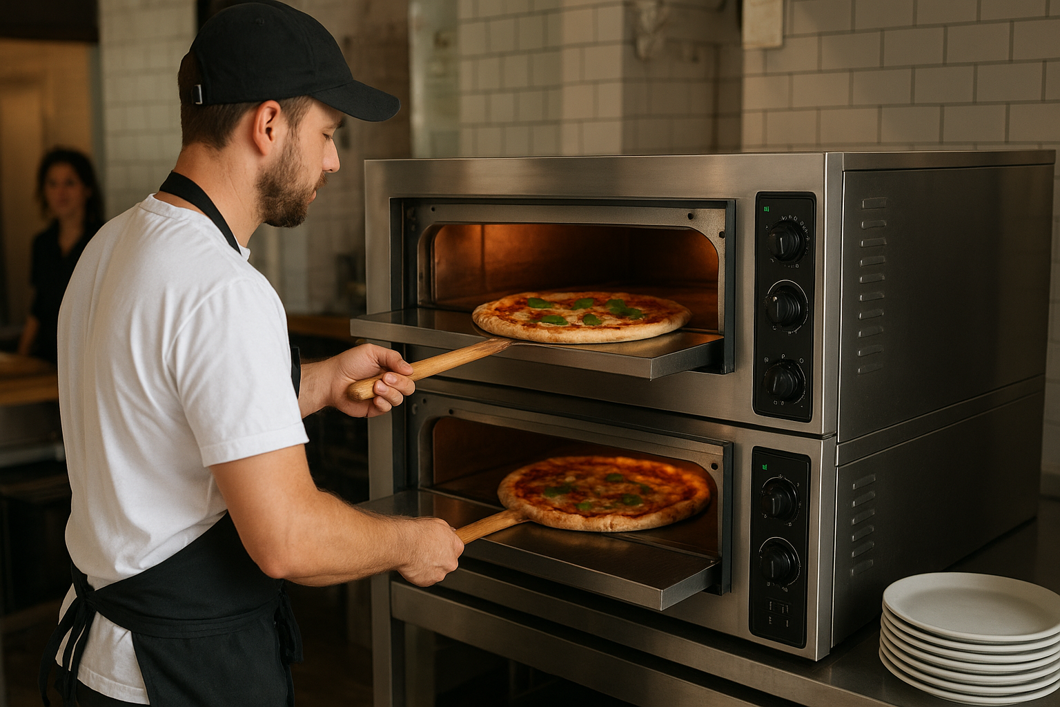 four pizza professionnel location en fonctionnement dans une pizzeria